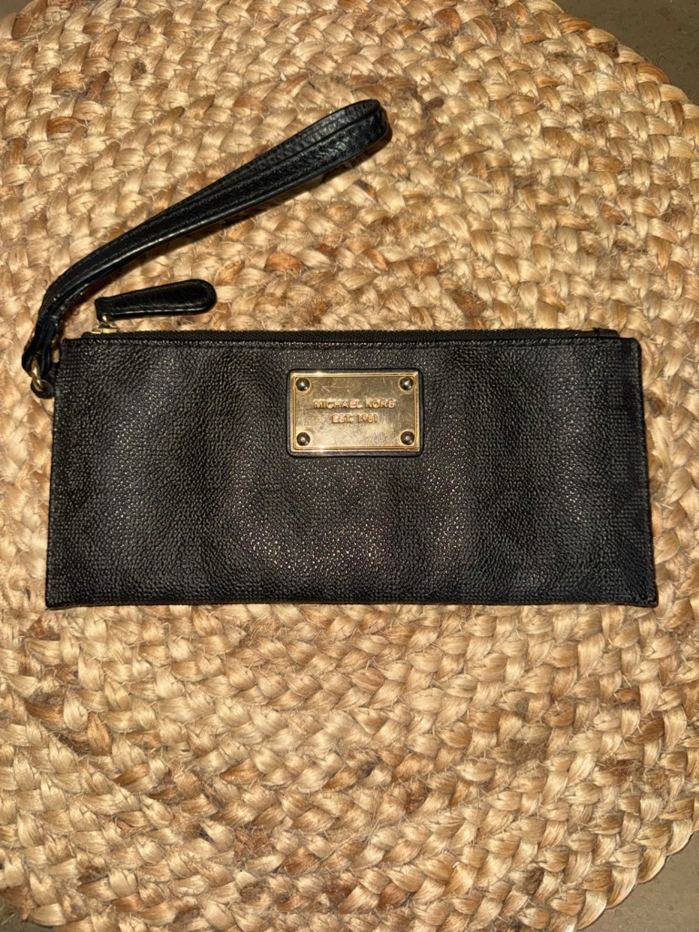 Michael Kors Black  Leather Wristlet